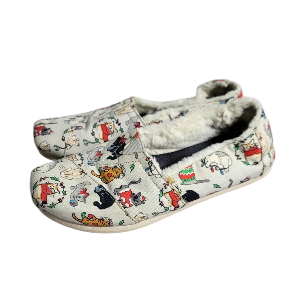 Women's Cozy Cat Print Slip-On Shoes